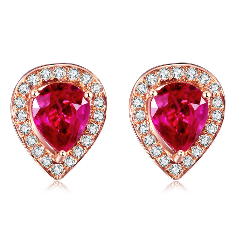 Teardrop Halo Stud Earrings